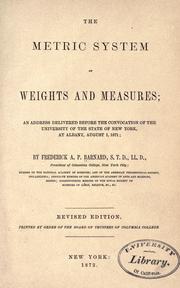 Cover of: Metric system of weights and measures by Frederick A. P. Barnard