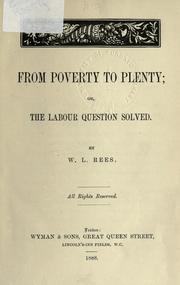 Front cover of From poverty to plenty by W.L Rees