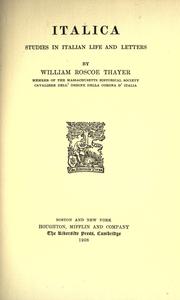 Cover of: Italica by William Roscoe Thayer