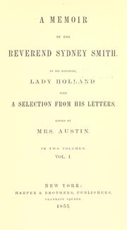 Cover of: A memoir of the Reverend Sydney Smith by Sydney Smith