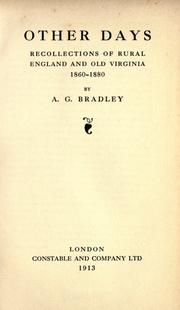 Cover of: Other days by A. G. Bradley