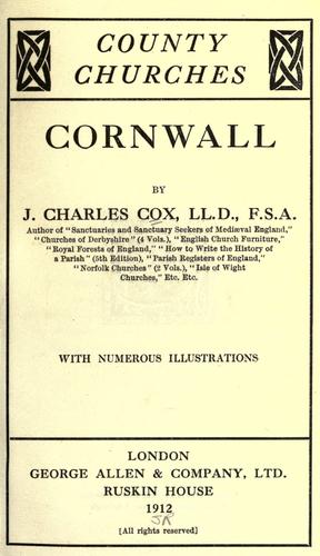 Cornwall. by J. Charles Cox