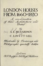 Cover of: London houses from 1660 to 1820: a consideration of their architecture and detail