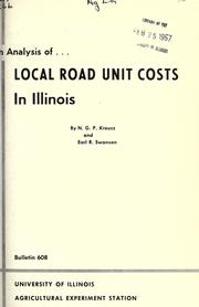 Cover of: An analysis of local road units costs in Illinois