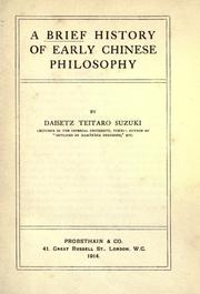 Cover of: A brief history of early Chinese philosophy