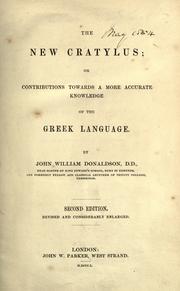 Cover of: The new cratylus by Donaldson, John William, Donaldson, John William