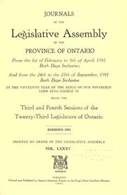 Cover of: Journals of the Legislative Assembly of the Province of Ontario. by Ontario. Legislative Assembly.