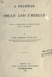 Cover of: A grammar of Oscan and Umbrian by Carl Darling Buck