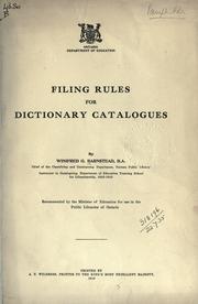 Filing rules for dictionary catalogues by Barnstead, Winifred G.