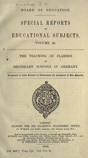 Cover of: The teaching of classics in secondary schools in Germany