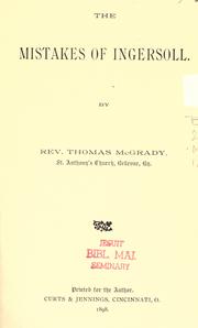 Cover of: The mistakes of Ingersoll by Thomas McGrady