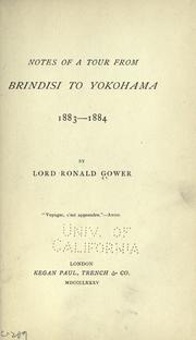 Cover of: Notes of a tour from Brindisi to Yokohama, 1883-1884.