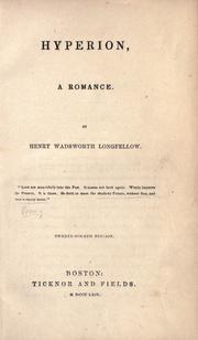 Cover of: Hyperion, a romance. by Henry Wadsworth Longfellow, Henry Wadsworth Longfellow