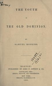 Cover of: youth of the old Dominion.