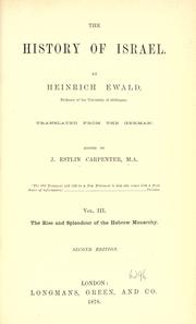 Cover of: The history of Israel by Heinrich Ewald