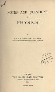 Cover of: Notes and questions in physics.