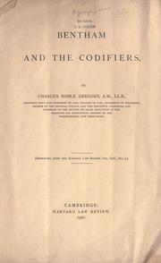 Cover of: Bentham and the codifiers.