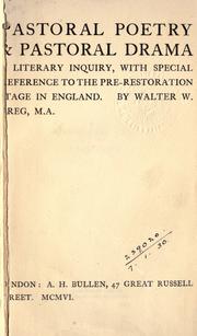 Cover of: Pastoral poetry & pastoral drama by Sir Walter Wilson Greg