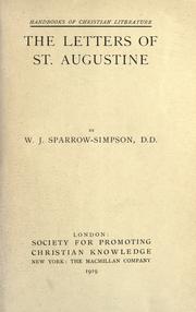 Cover of: The letters of St. Augustine. by W. J. Sparrow-Simpson