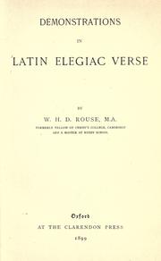 Cover of: Demonstrations in Latin elegiac verse