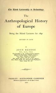 Cover of: The anthropological history of Europe. by John Beddoe