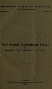 Cover of: Mathematical instruction in France.