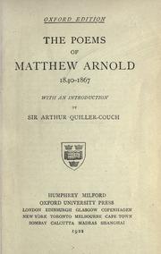 Cover of: The poems of Matthew Arnold, 1840-1867 by Matthew Arnold