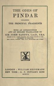 Cover of: The odes of Pindar, including the principal fragments by Pindar
