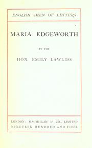 Cover of: Maria Edgeworth by Emily Lawless