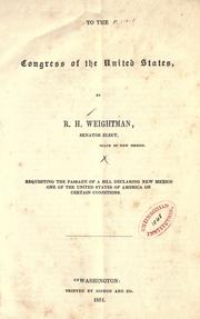 Cover of: To the Congress of the United States by Weightman, Richard Hanson