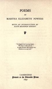 Cover of: Poems by Martha Elizabeth Powers