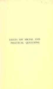 Cover of: Essays on social and political questions.