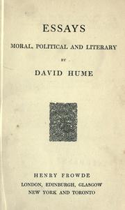 Cover of: Essays, moral, political and literary. by David Hume