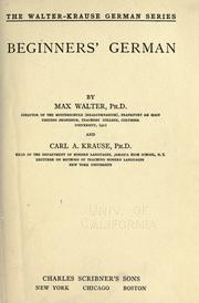 Cover of: Beginners' German by Walter, Max