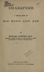 Cover of: Shakspere by Dowden, Edward