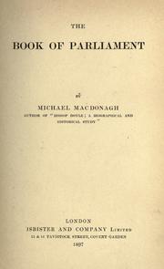 Cover of: The book of Parliament. by MacDonagh, Michael