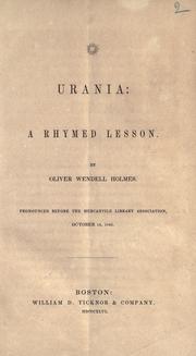 Cover of: Urania: a rhymed lesson
