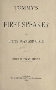 Cover of: Tommy's first speaker for little boys and girls.