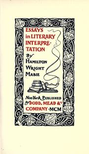 Cover of: Essays in literary interpretation by Hamilton Wright Mabie