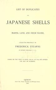 Cover of: List of duplicates of Japanese shells: marine, land, and fresh water