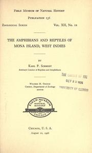 Cover of: The amphibians and reptiles of Mona Island, West Indies by Karl Patterson Schmidt