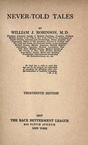 Cover of: Never-told tales by William J. Robinson