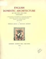 Cover of: English domestic architecture of the XVII and XVIII centuries