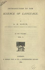 Cover of: Introduction to the science of language. by Archibald Henry Sayce, Archibald Henry Sayce