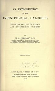 Cover of: An introduction to the infinitesimal calculus: notes for the use of science and engineering students