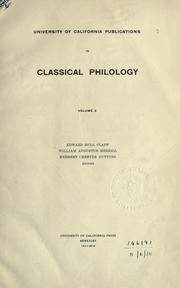 Cover of: University of California Publications in Classical Philology by University of California (1868-1952)