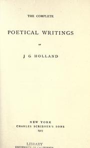 Cover of: The complete poetical writings of J. G. Holland. by Josiah Gilbert Holland