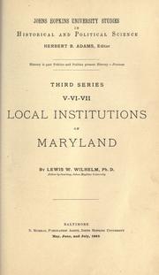 Cover of: Local institutions of Maryland