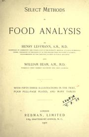 Cover of: Select methods in food analysis.