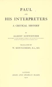 Cover of: Paul and his interpreters by Albert Schweitzer